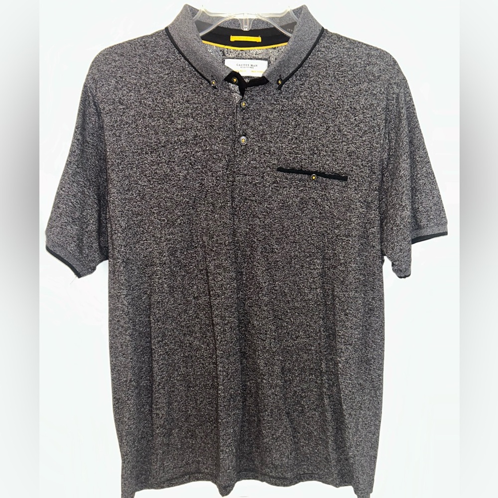 Cactus Man, Ricky Singh‎ mens short sleeve polo slim fit heather grey size XL